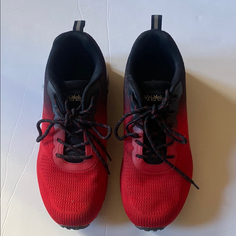 Red and Black Men's Trail Sneakers by Kricely